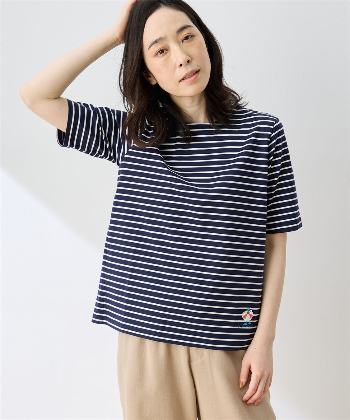 DECOY 【ひやさらコットン トムさんコラボ】コイくんプリントボーダーTシャツ【綿100％・接触冷感・UVカット】_sub_3
