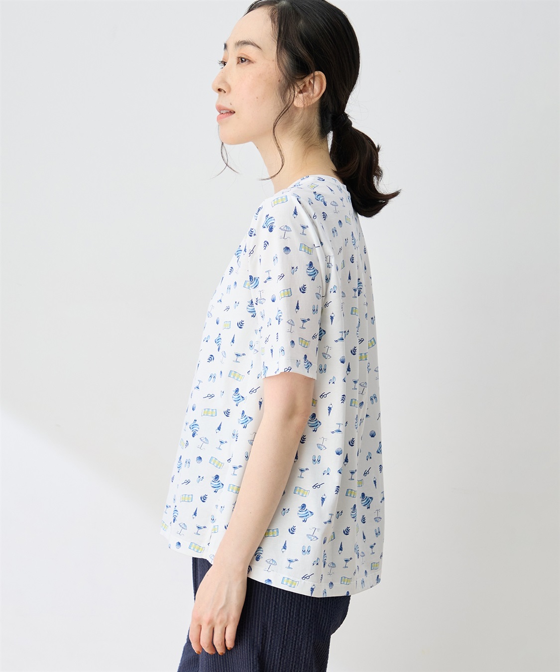 DECOY 【ひやさらコットン トムさんコラボ】コイくん総柄プリントTシャツ【綿100％・接触冷感・UVカット】_sub_1