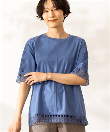 DECOY 【ひやさらコットン】レースドッキングTシャツ【綿100％・接触冷感・UVカット】_subthumb_3