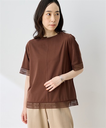 DECOY 【ひやさらコットン】レースドッキングTシャツ【綿100％・接触冷感・UVカット】_subthumb_4