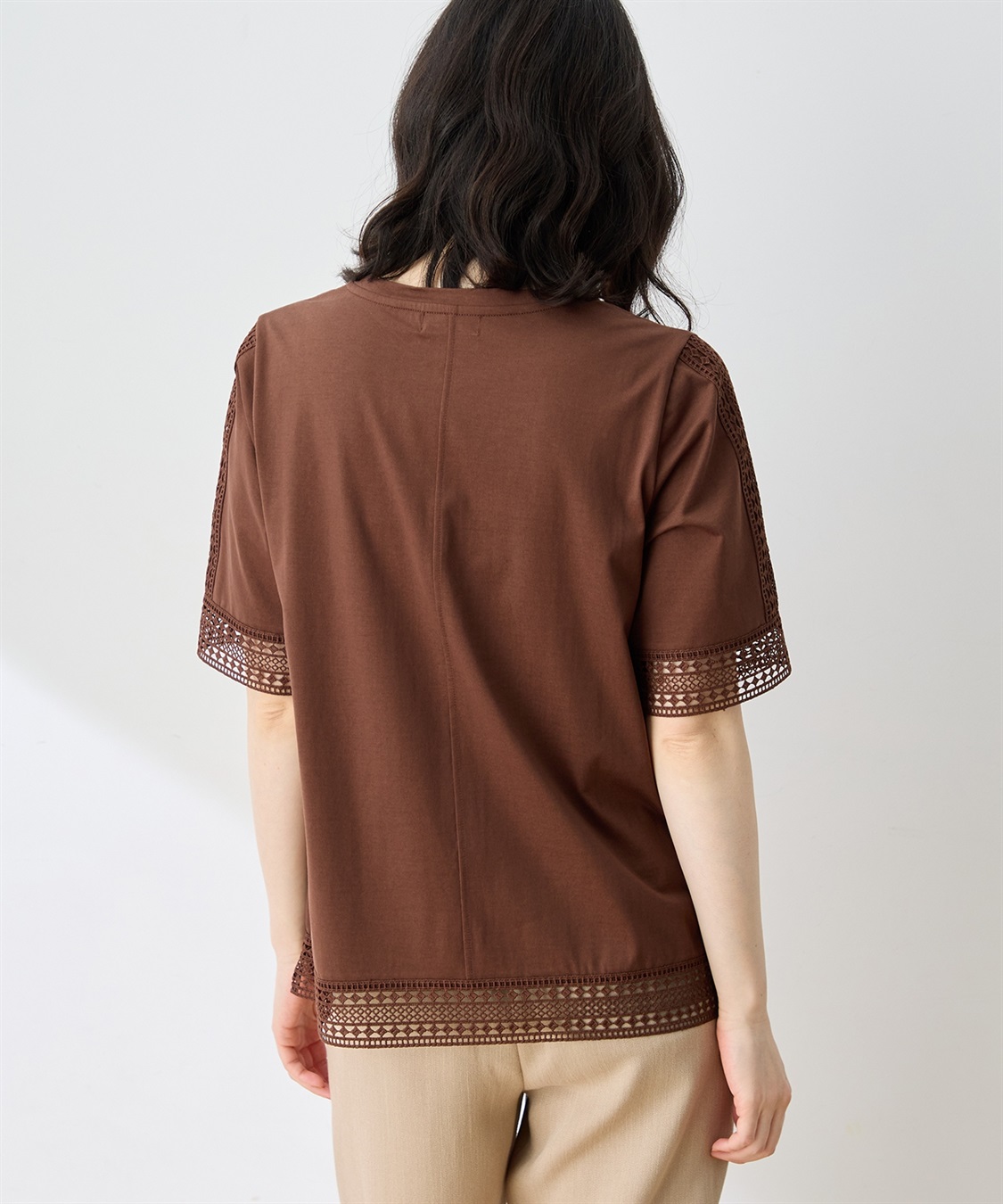 DECOY 【ひやさらコットン】レースドッキングTシャツ【綿100％・接触冷感・UVカット】_sub_6