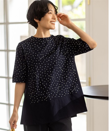DECOY 【ひやさらコットン】ドットプリント5分袖Tシャツ【綿100％・接触冷感・UVカット】_subthumb_1