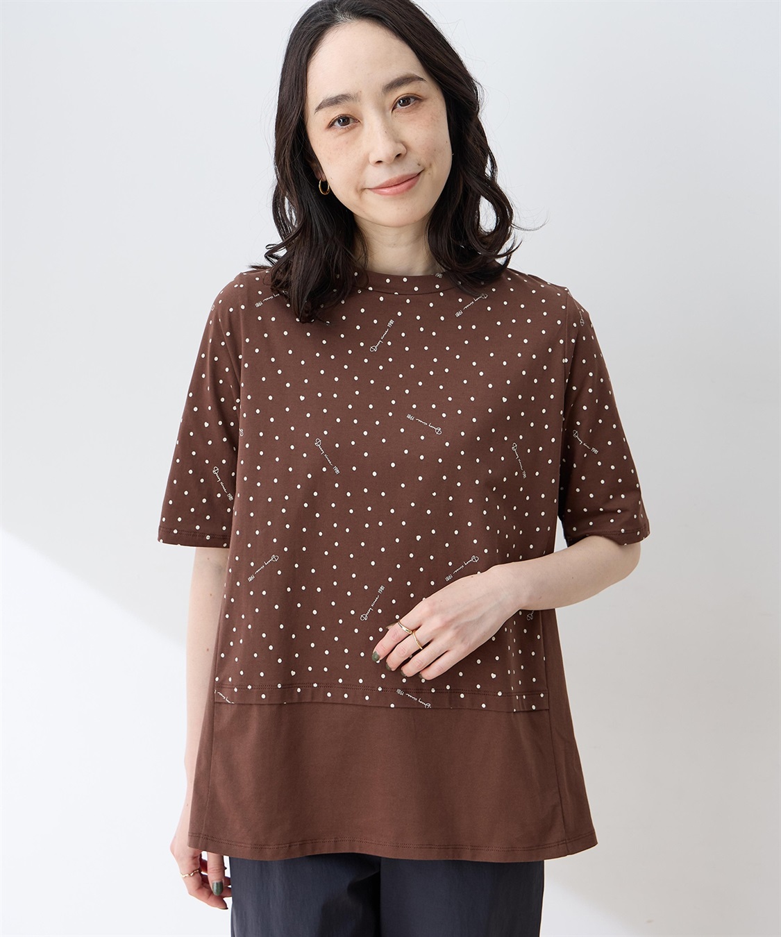 DECOY 【ひやさらコットン】ドットプリント5分袖Tシャツ【綿100％・接触冷感・UVカット】_sub_3
