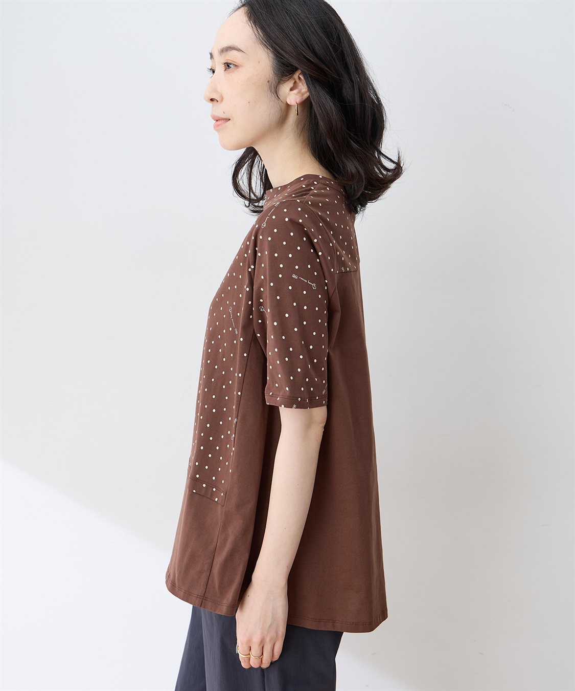 DECOY 【ひやさらコットン】ドットプリント5分袖Tシャツ【綿100％・接触冷感・UVカット】_sub_4