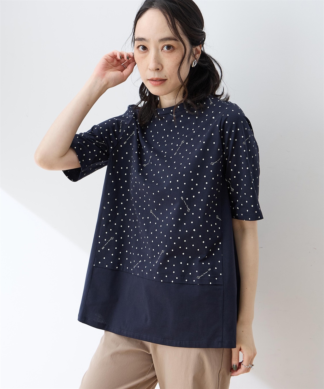 DECOY 【ひやさらコットン】ドットプリント5分袖Tシャツ【綿100％・接触冷感・UVカット】_sub_6