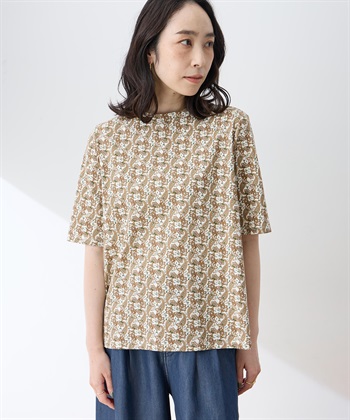 DECOY 【ひやさらコットン】バックタックペイズリープリント5分袖Tシャツ【綿100％・接触冷感・UVカット】_subthumb_2