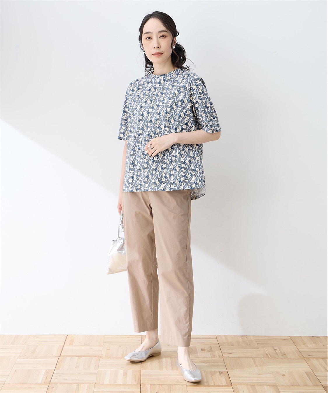 DECOY 【ひやさらコットン】バックタックペイズリープリント5分袖Tシャツ【綿100％・接触冷感・UVカット】_sub_8