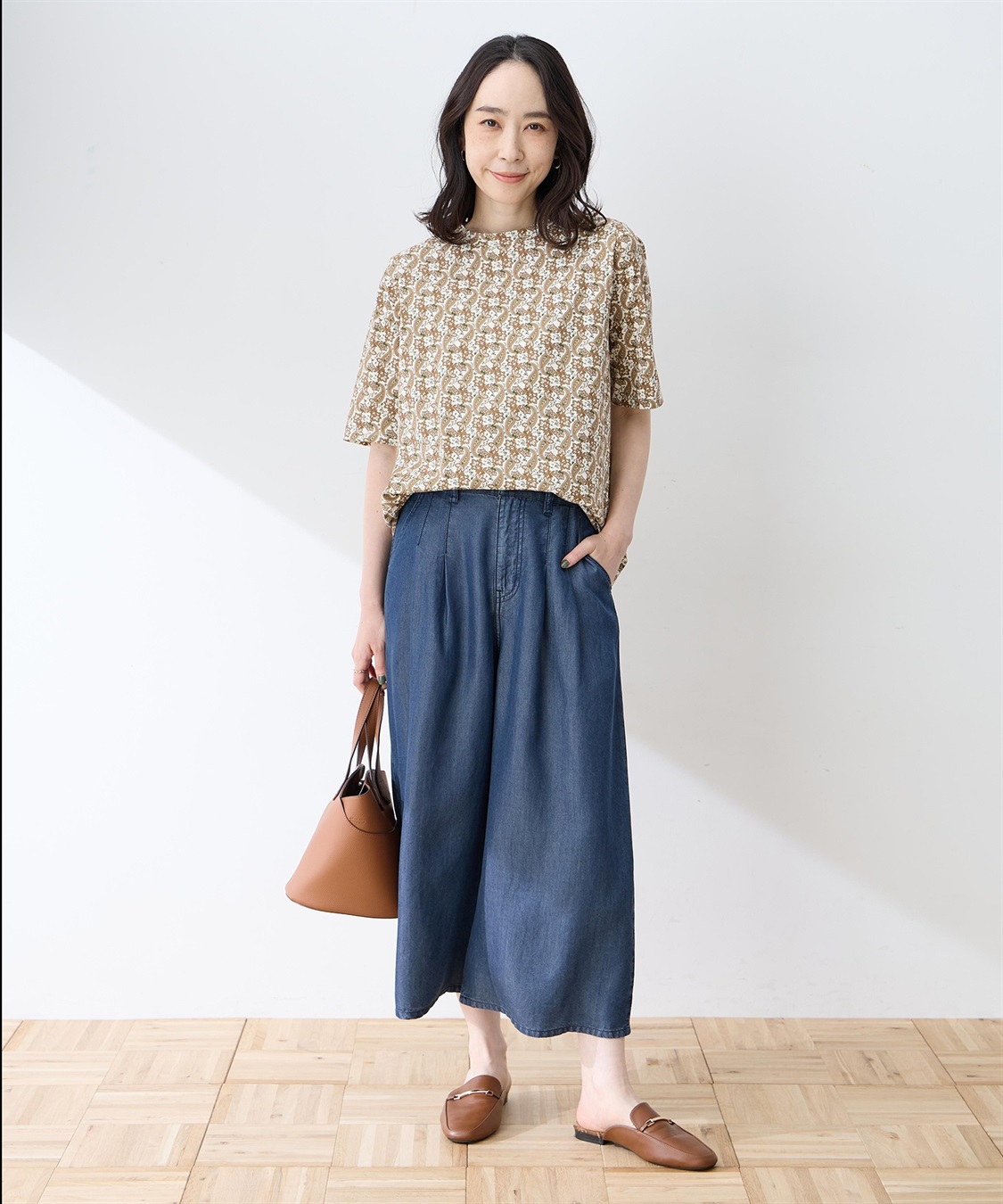 DECOY 【ひやさらコットン】バックタックペイズリープリント5分袖Tシャツ【綿100％・接触冷感・UVカット】_sub_10