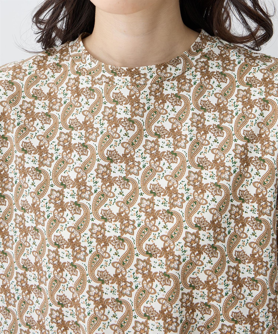 DECOY 【ひやさらコットン】バックタックペイズリープリント5分袖Tシャツ【綿100％・接触冷感・UVカット】_sub_12