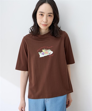 DECOY 【ひやさらコットン】モックネックベジタブルプリント5分袖Tシャツ【綿100％・接触冷感・UVカット】_subthumb_4