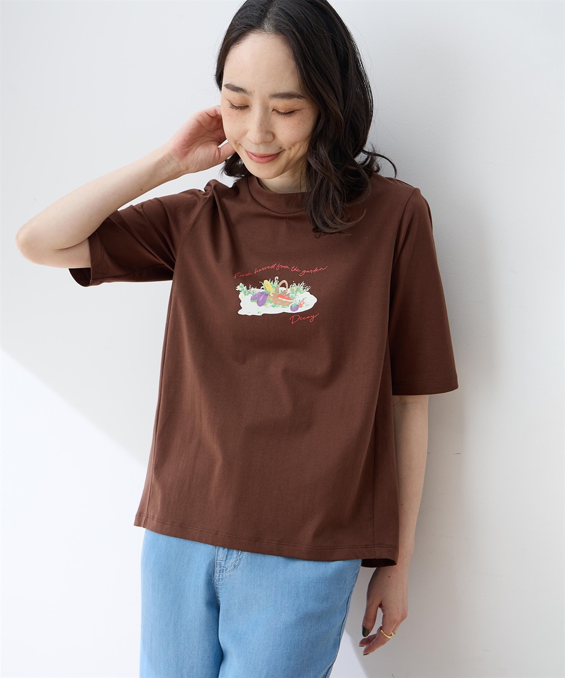 DECOY 【ひやさらコットン】モックネックベジタブルプリント5分袖Tシャツ【綿100％・接触冷感・UVカット】_sub_5