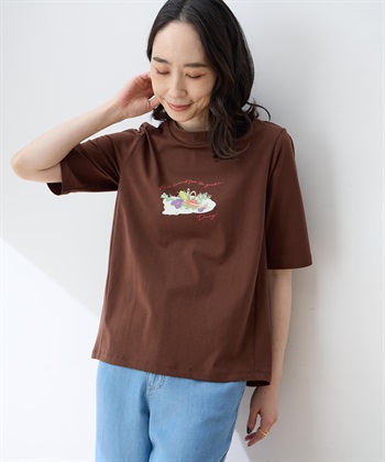 DECOY 【ひやさらコットン】モックネックベジタブルプリント5分袖Tシャツ【綿100％・接触冷感・UVカット】_subthumb_5