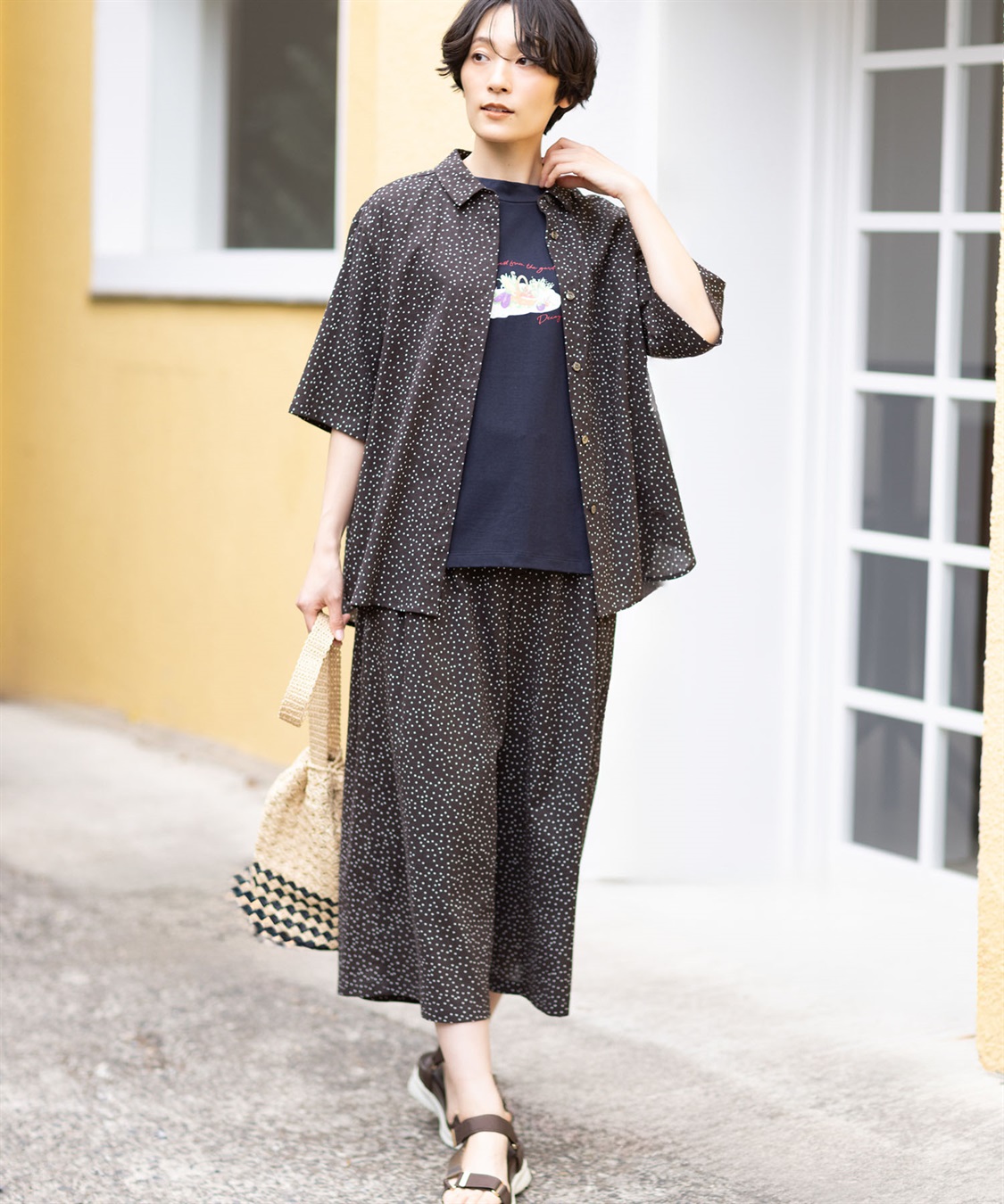DECOY 【ひやさらコットン】モックネックベジタブルプリント5分袖Tシャツ【綿100％・接触冷感・UVカット】_sub_8