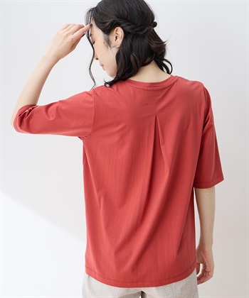 DECOY 【ひやさらコットン】メッセージプリントバックタック6分袖Tシャツ【綿100％・接触冷感・UVカット】_subthumb_2