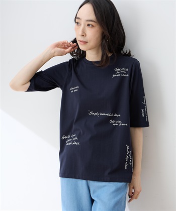 DECOY 【ひやさらコットン】メッセージプリントバックタック6分袖Tシャツ【綿100％・接触冷感・UVカット】_subthumb_4