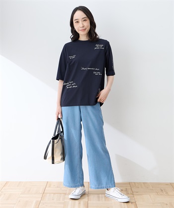 DECOY 【ひやさらコットン】メッセージプリントバックタック6分袖Tシャツ【綿100％・接触冷感・UVカット】_subthumb_5