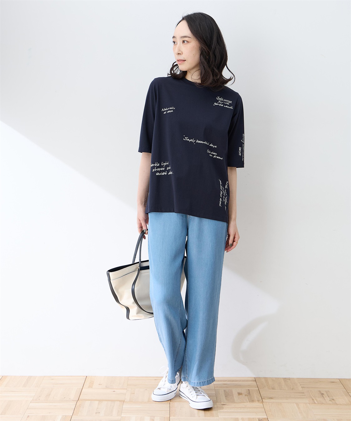 DECOY 【ひやさらコットン】メッセージプリントバックタック6分袖Tシャツ【綿100％・接触冷感・UVカット】_sub_6