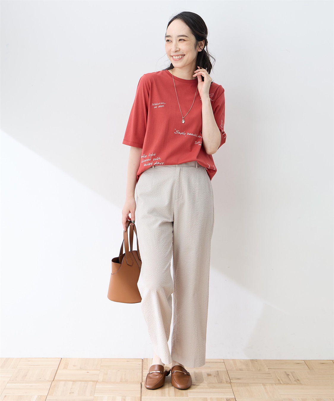 DECOY 【ひやさらコットン】メッセージプリントバックタック6分袖Tシャツ【綿100％・接触冷感・UVカット】_sub_9