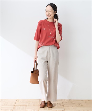 DECOY 【ひやさらコットン】メッセージプリントバックタック6分袖Tシャツ【綿100％・接触冷感・UVカット】_subthumb_9