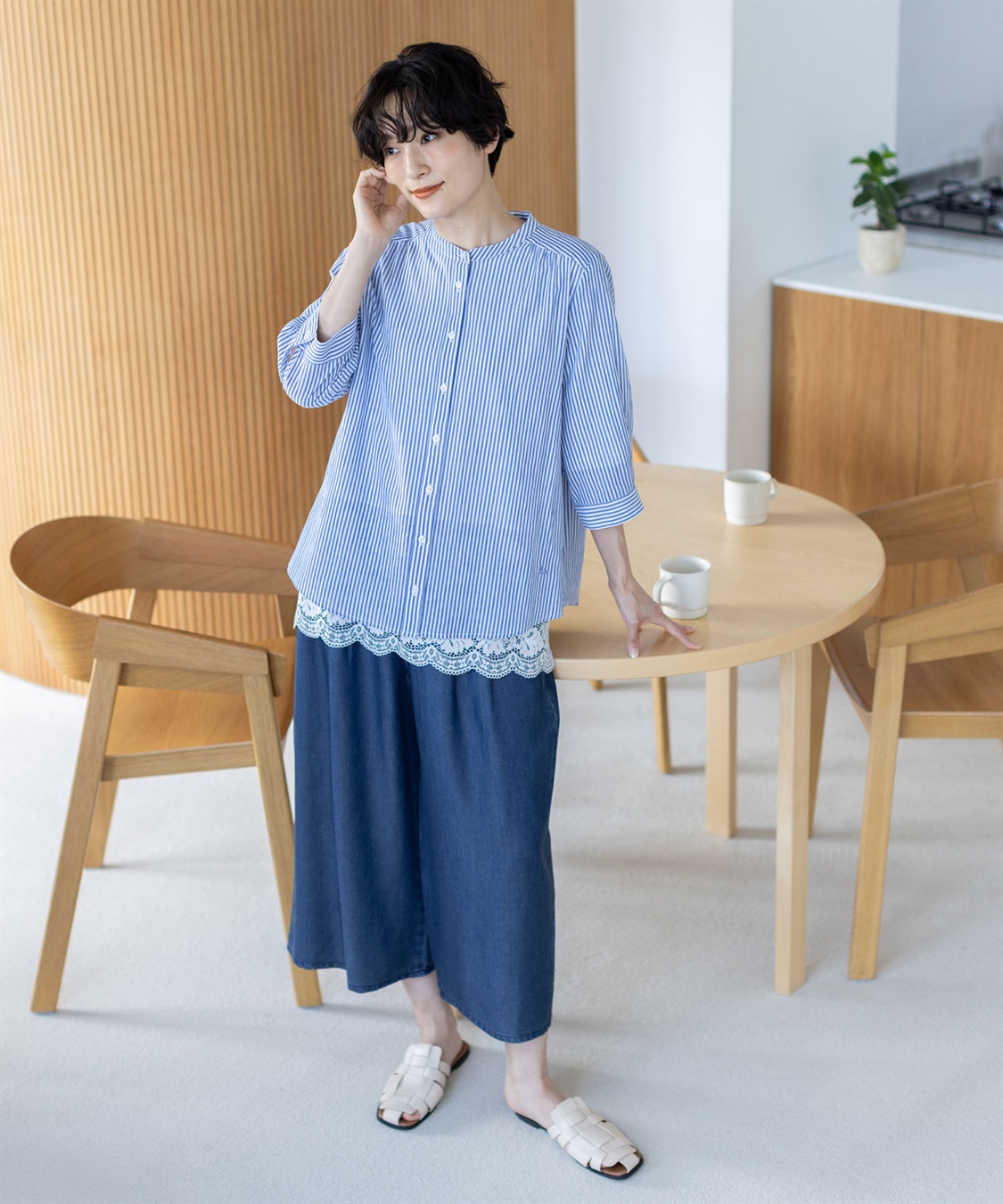 DECOY デニムタックワイドパンツ【接触冷感・後ろウエストゴム】_sub_4