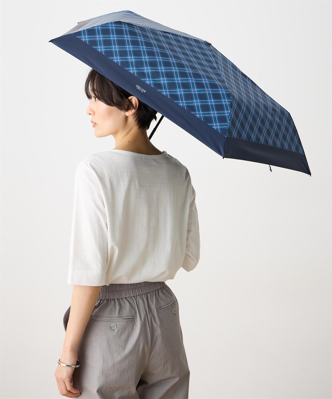 DECOY チェック折り畳み傘【晴雨兼用】【UVカット】【遮熱】【軽量】_sub_1