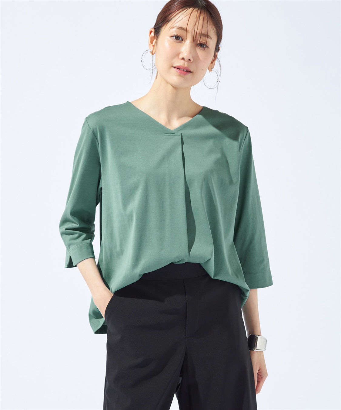 Petit Honfleur 【汗じみ防止・UVカット・冷感】フロントタックTシャツ_sub_7