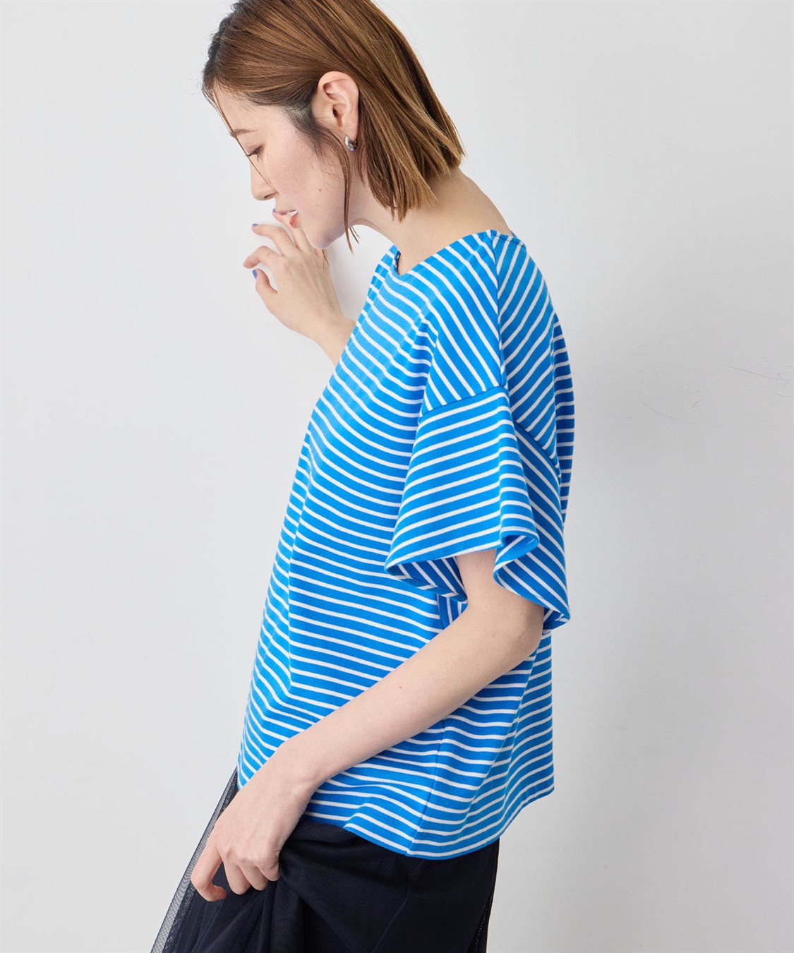 Petit Honfleur フリルスリーブボーダーTシャツ_sub_3