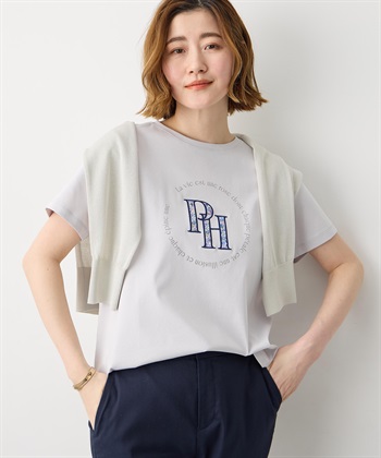 Petit Honfleur 【Liberty】リバティプリントロゴ刺しゅうTシャツ【オーガニックコットン・UVカット・接触冷感】_subthumb_1