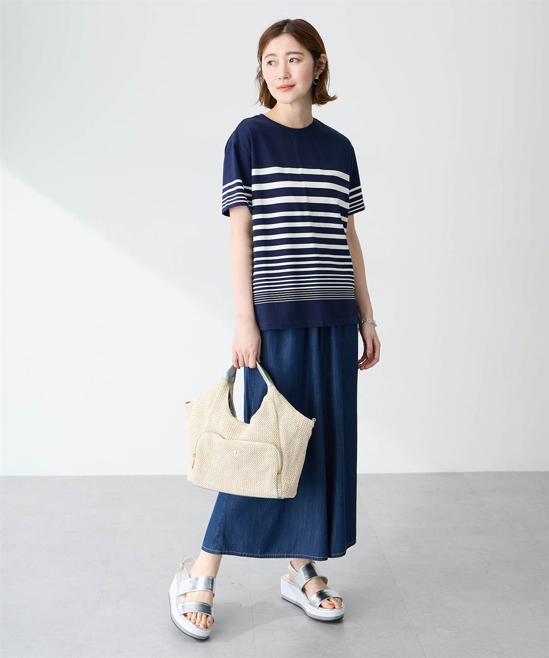 Petit Honfleur パネルボーダーTシャツ【接触冷感・UVカット・オーガニックコットンブレンド】_sub_13