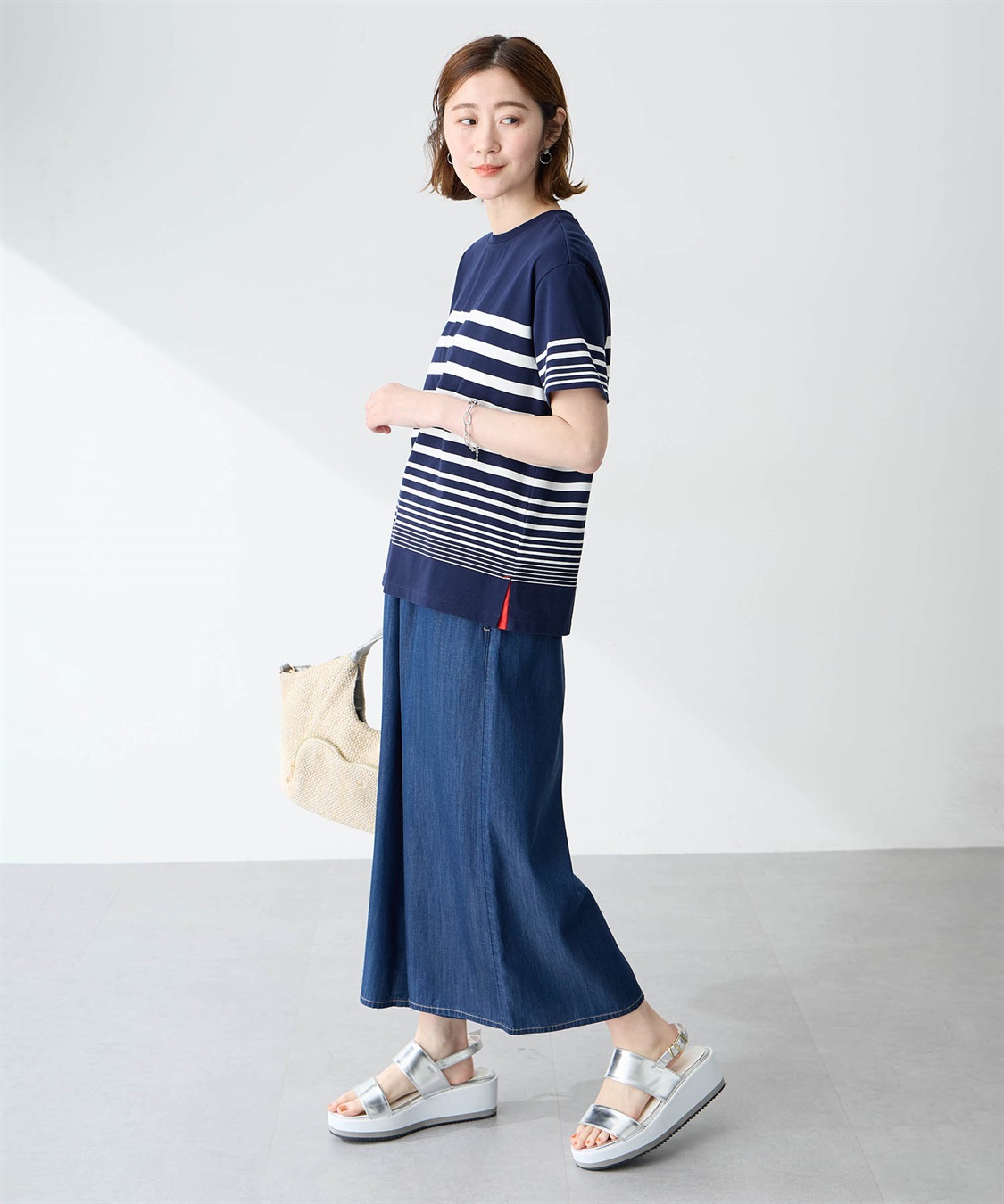 Petit Honfleur パネルボーダーTシャツ【接触冷感・UVカット・オーガニックコットンブレンド】_sub_14