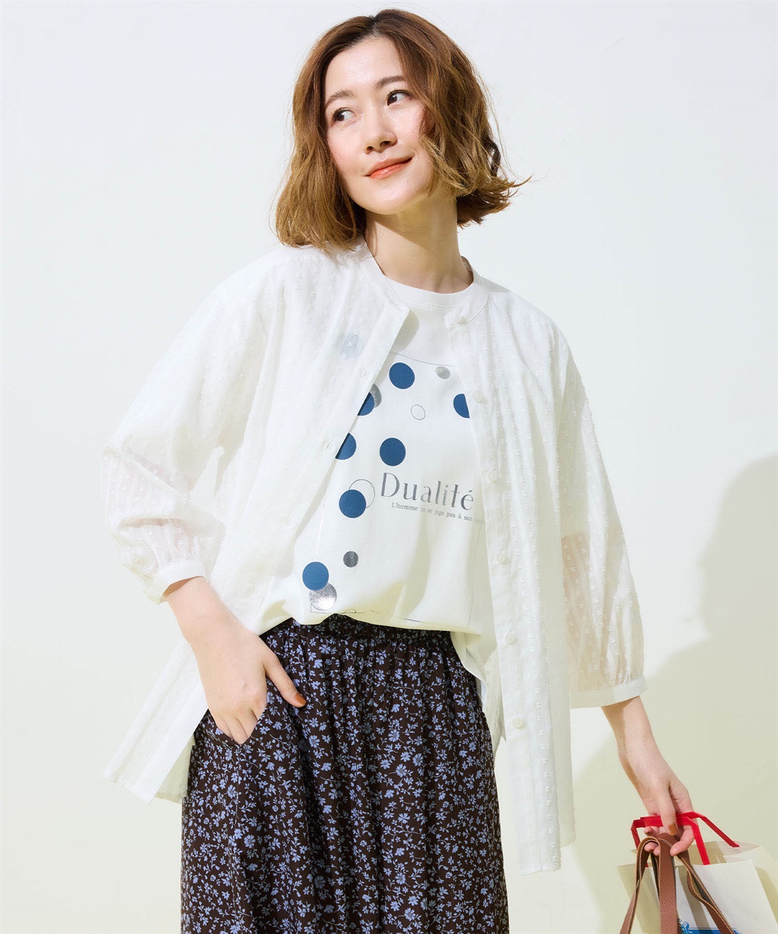 Petit Honfleur ドットプリントTシャツ【オーガニックコットンブレンド・接触冷感・UVカット】_sub_2