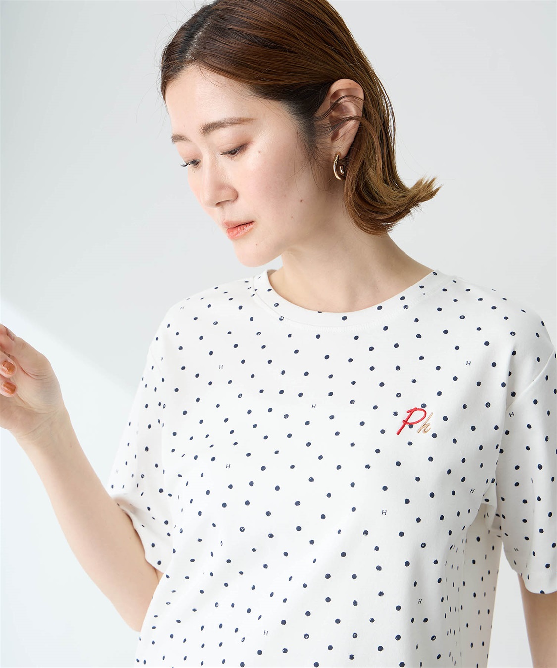 Petit Honfleur ドットプリントTシャツ【オーガニックコットンブレンド・接触冷感・UVカット】_sub_3