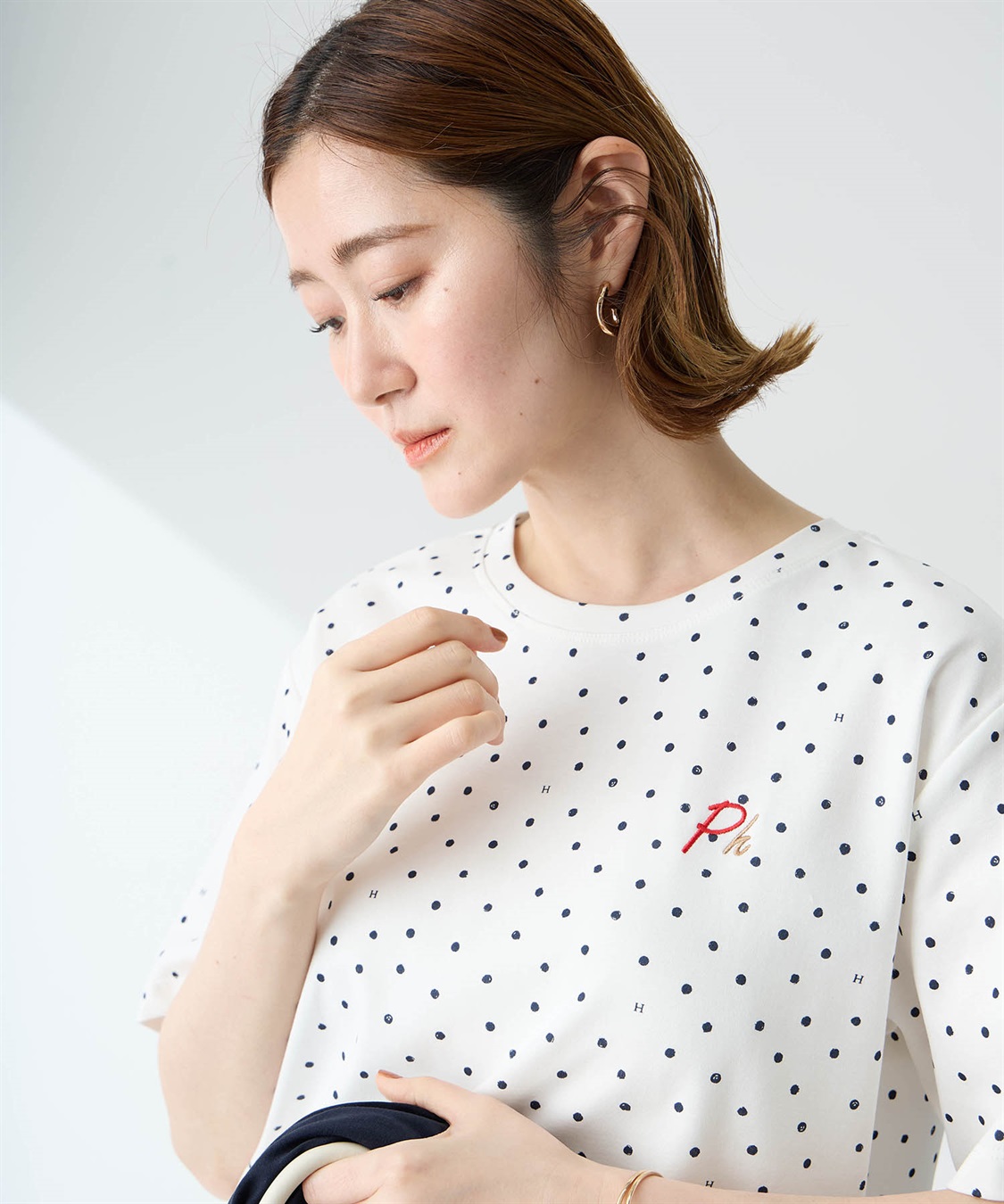 Petit Honfleur ドットプリントTシャツ【オーガニックコットンブレンド・接触冷感・UVカット】_sub_4