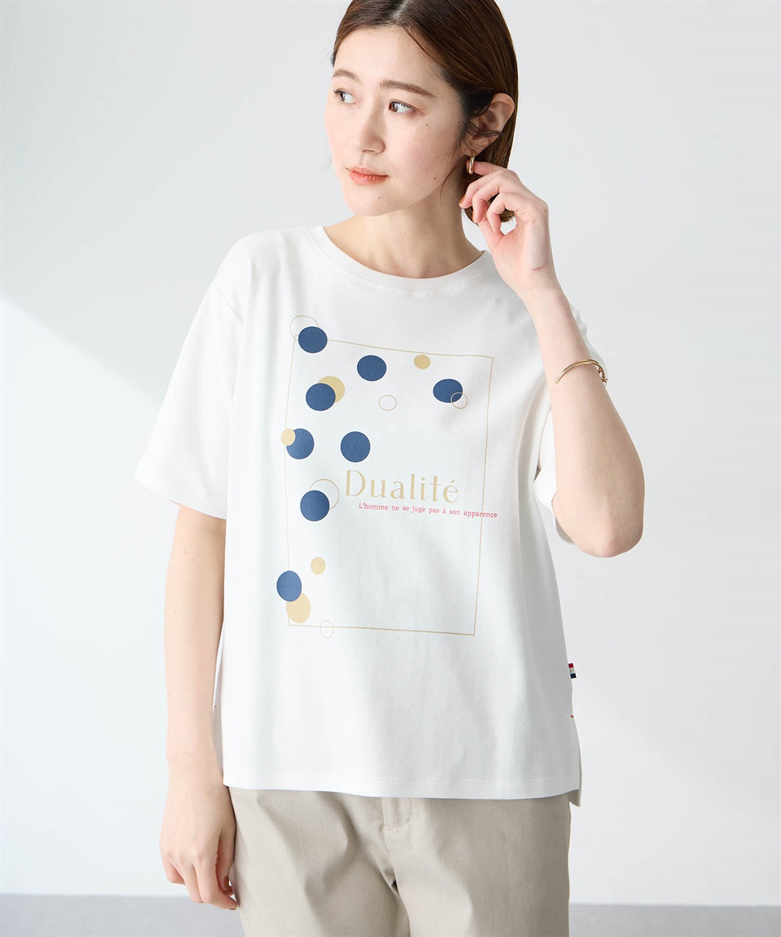 Petit Honfleur ドットプリントTシャツ【オーガニックコットンブレンド・接触冷感・UVカット】_sub_5