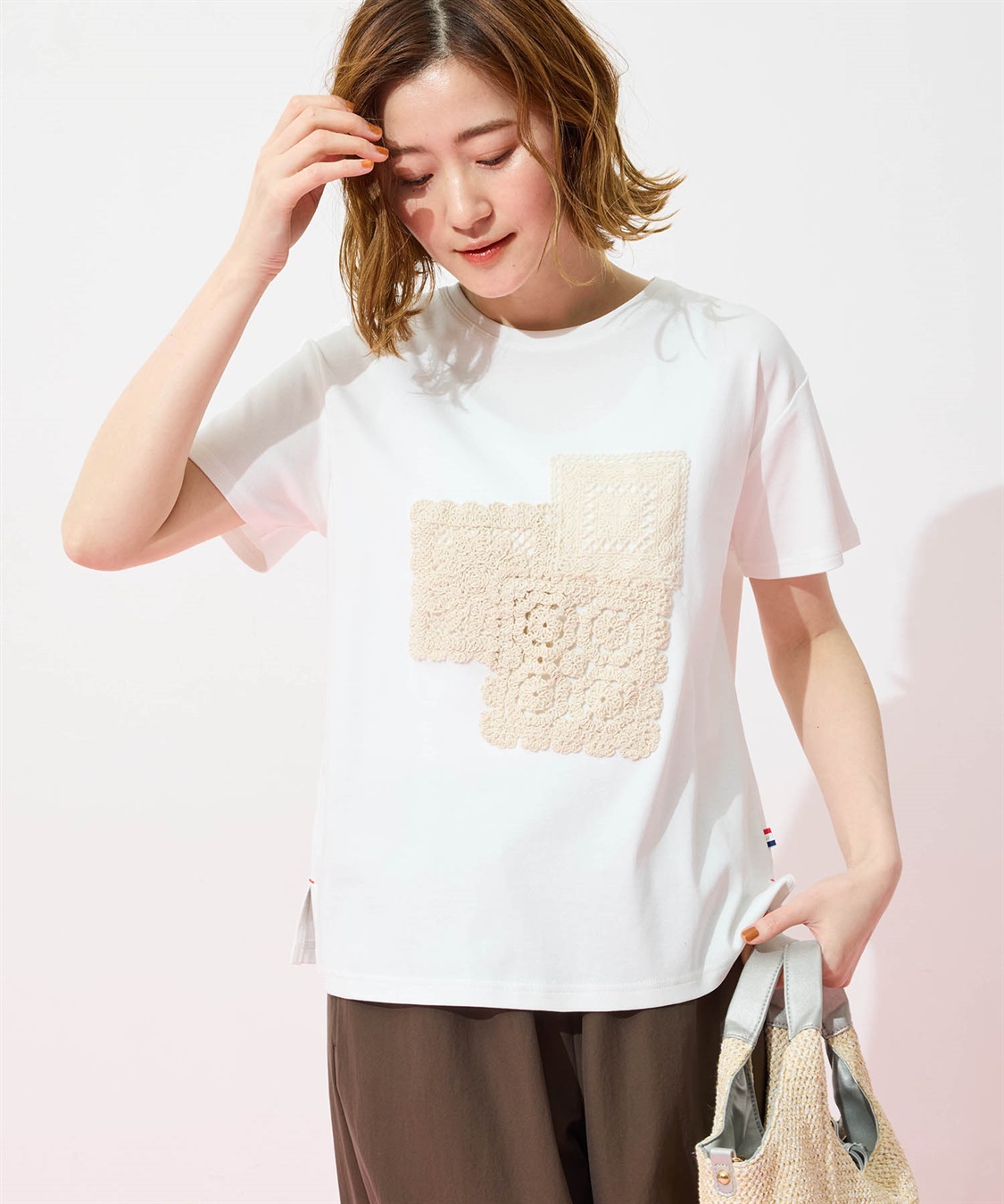 Petit Honfleur モチーフレースTシャツ【オーガニックコットンブレンド・接触冷感・UVカット】_sub_1