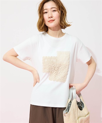 Petit Honfleur モチーフレースTシャツ【オーガニックコットンブレンド・接触冷感・UVカット】_subthumb_2