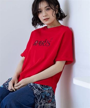 Petit Honfleur 【イラストレーターコラボ】PARISロゴプリントTシャツ【接触冷感・UVカット・オーガニックコットンブレンド】_subthumb_1