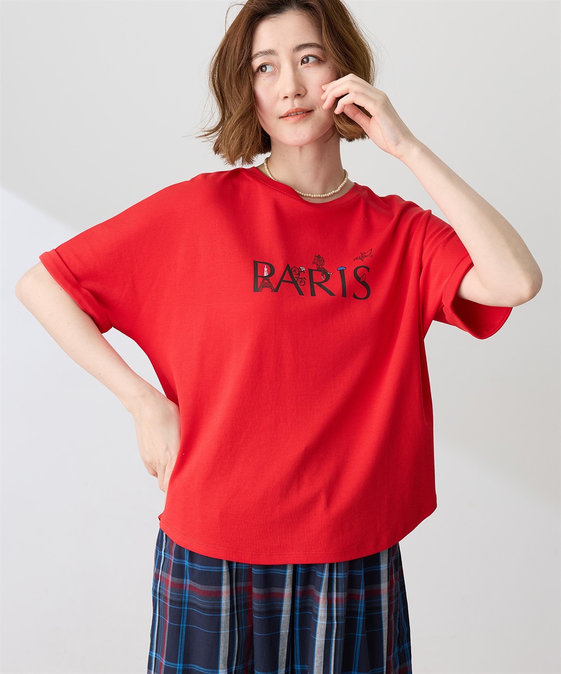Petit Honfleur 【イラストレーターコラボ】PARISロゴプリントTシャツ【接触冷感・UVカット・オーガニックコットンブレンド】_sub_2