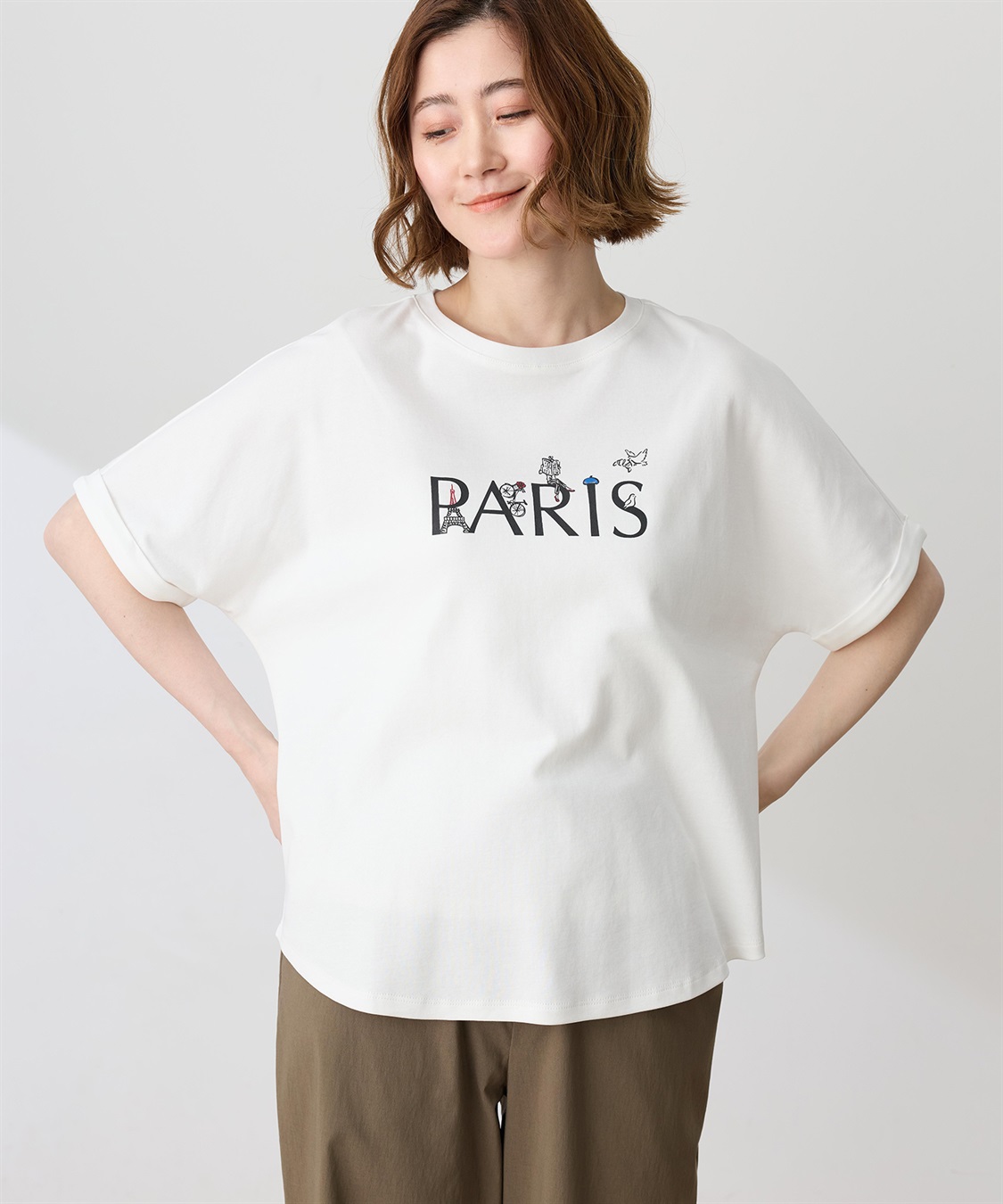 Petit Honfleur 【イラストレーターコラボ】PARISロゴプリントTシャツ【接触冷感・UVカット・オーガニックコットンブレンド】_sub_6