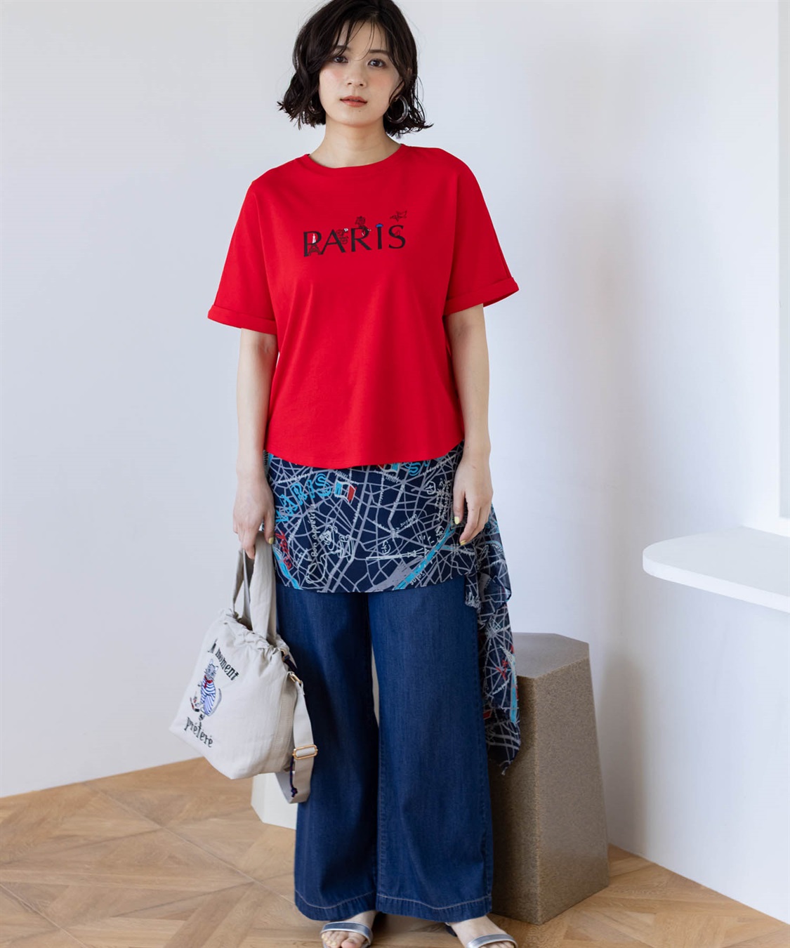 Petit Honfleur 【イラストレーターコラボ】PARISロゴプリントTシャツ【接触冷感・UVカット・オーガニックコットンブレンド】_sub_7