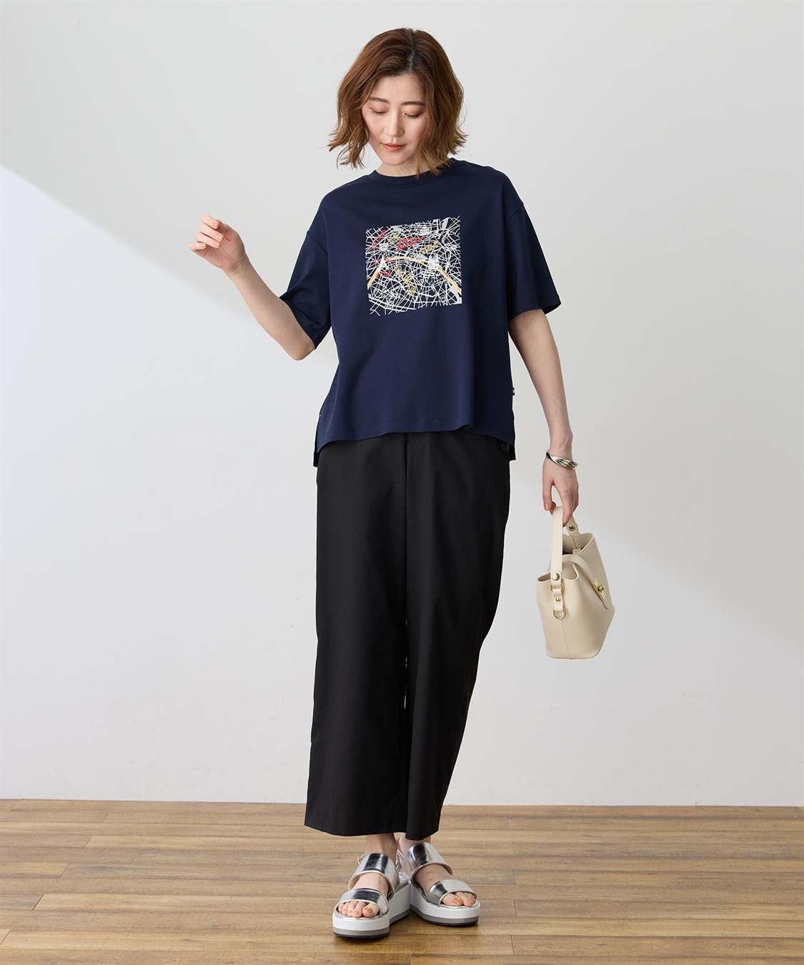 Petit Honfleur 【イラストレーターコラボ】マップモチーフプリントTシャツ【接触冷感・UVカット・オーガニックコットンブレンド】_sub_12