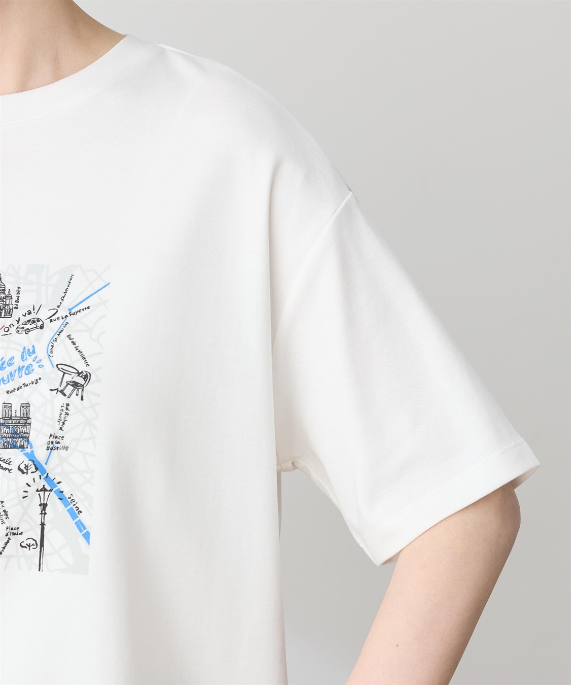 Petit Honfleur 【イラストレーターコラボ】マップモチーフプリントTシャツ【接触冷感・UVカット・オーガニックコットンブレンド】_sub_18