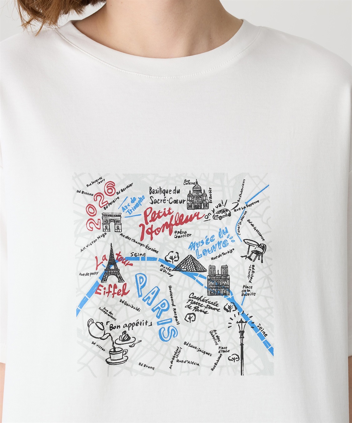 Petit Honfleur 【イラストレーターコラボ】マップモチーフプリントTシャツ【接触冷感・UVカット・オーガニックコットンブレンド】_sub_20