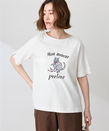 Petit Honfleur 【イラストレーターコラボ】猫プリントTシャツ【接触冷感・UVカット・オーガニックコットンブレンド】_subthumb_5