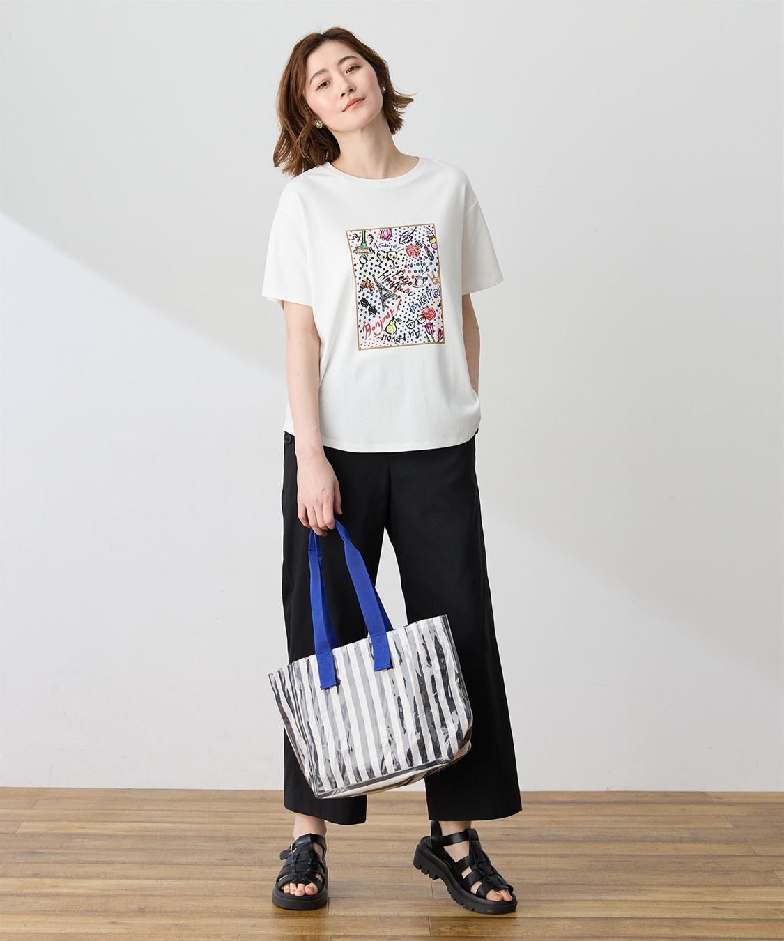 Petit Honfleur 【イラストレーターコラボ】ドットモチーフプリントTシャツ【接触冷感・UVカット・オーガニックコットンブレンド】_sub_5
