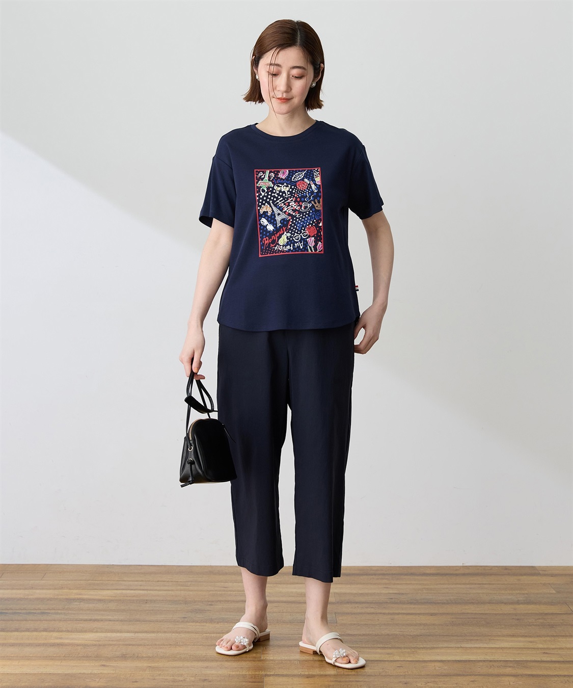 Petit Honfleur 【イラストレーターコラボ】ドットモチーフプリントTシャツ【接触冷感・UVカット・オーガニックコットンブレンド】_sub_8