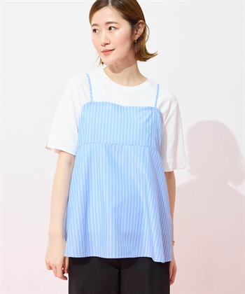 Petit Honfleur キャミ&Tシャツアンサンブル【オーガニックコットンブレンド・接触冷感・UVカット】_subthumb_1