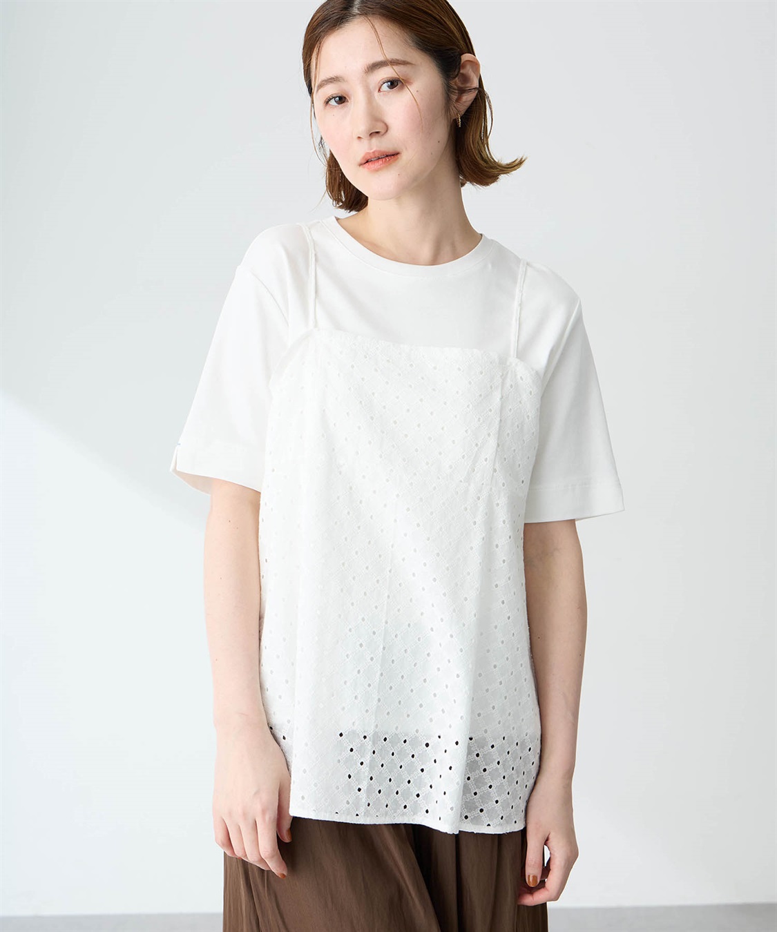 Petit Honfleur キャミ&Tシャツアンサンブル【オーガニックコットンブレンド・接触冷感・UVカット】_sub_5
