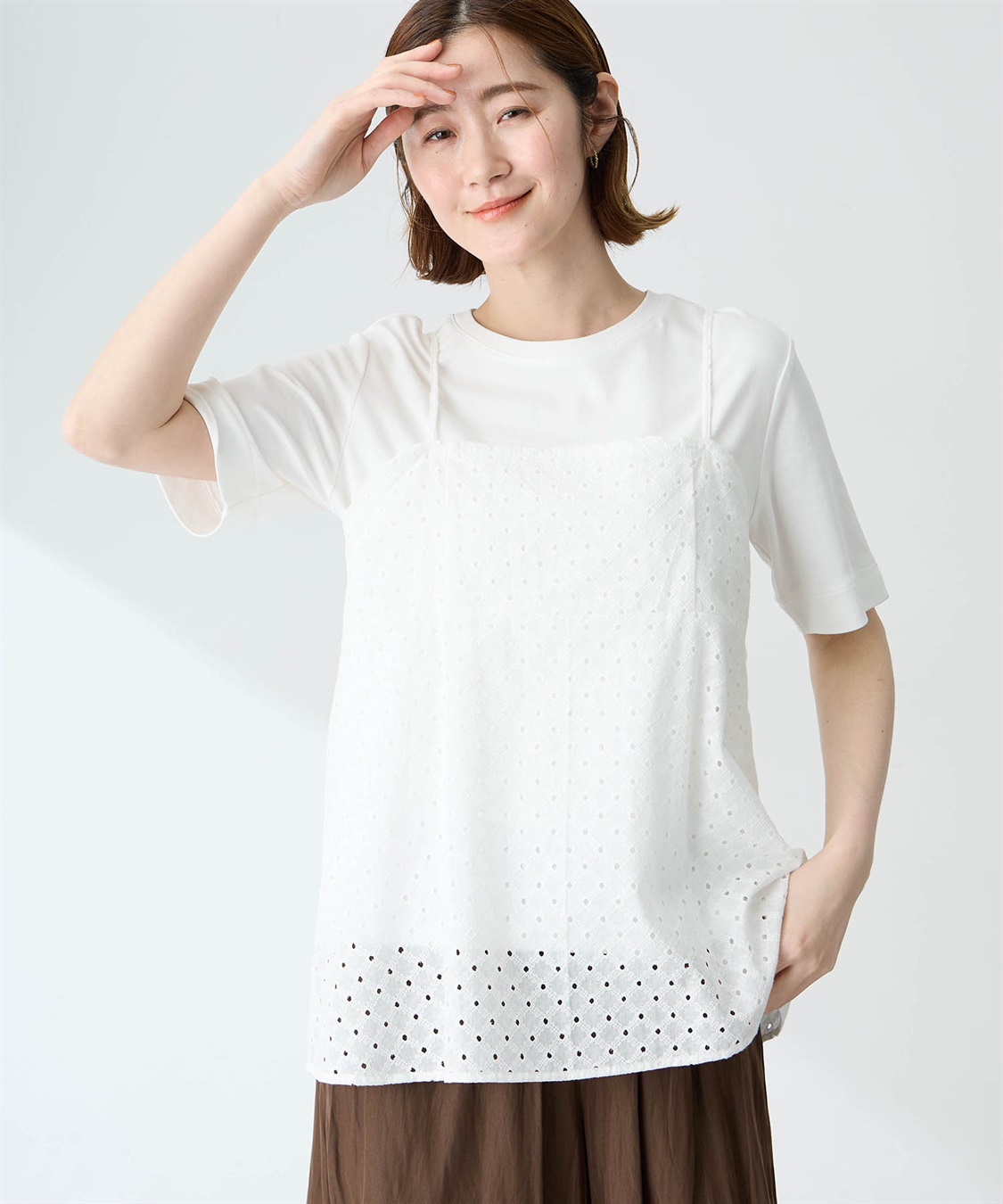 Petit Honfleur キャミ&Tシャツアンサンブル【オーガニックコットンブレンド・接触冷感・UVカット】_sub_6