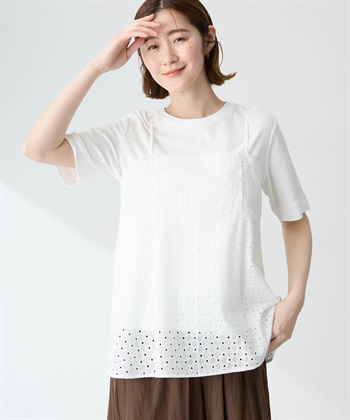 Petit Honfleur キャミ&Tシャツアンサンブル【オーガニックコットンブレンド・接触冷感・UVカット】_subthumb_6